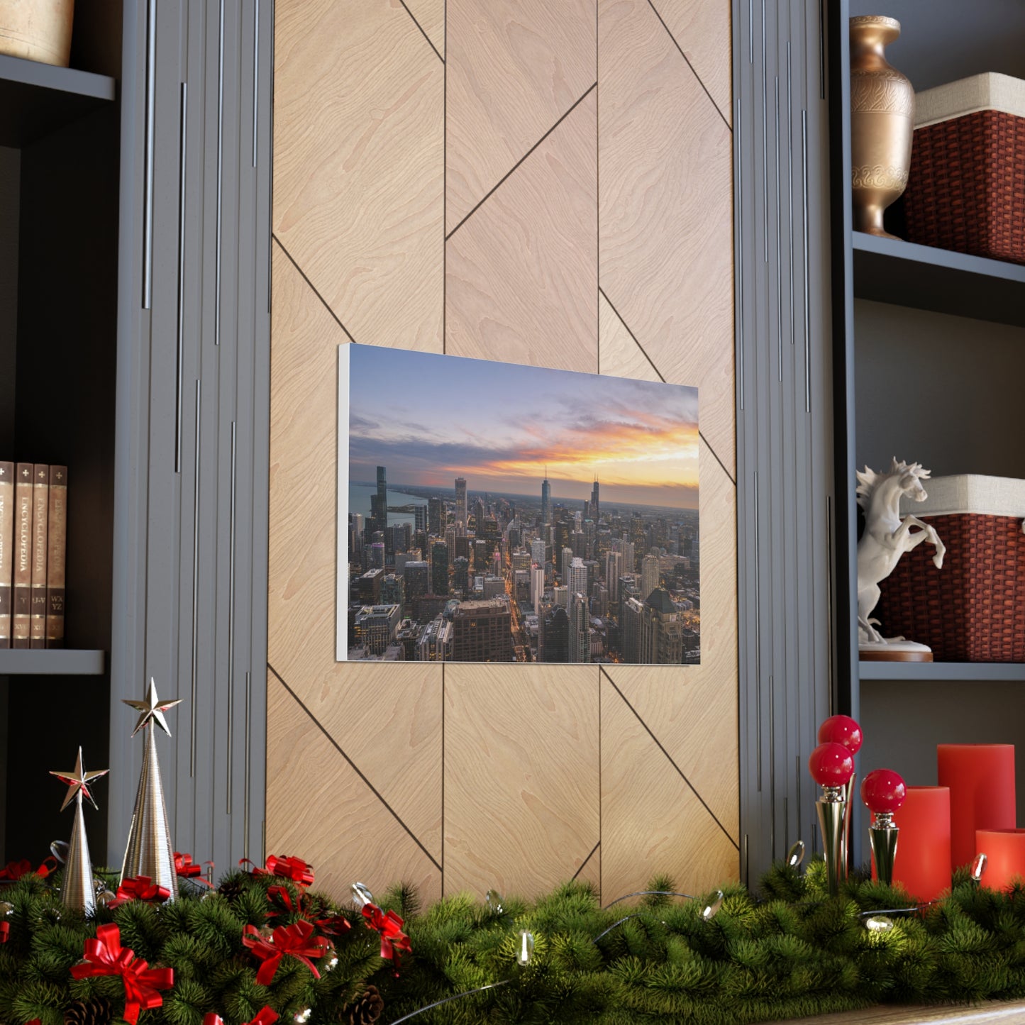 Dusk Chicago Skyline Sunset - Canvas Wall Print (Free Shipping)