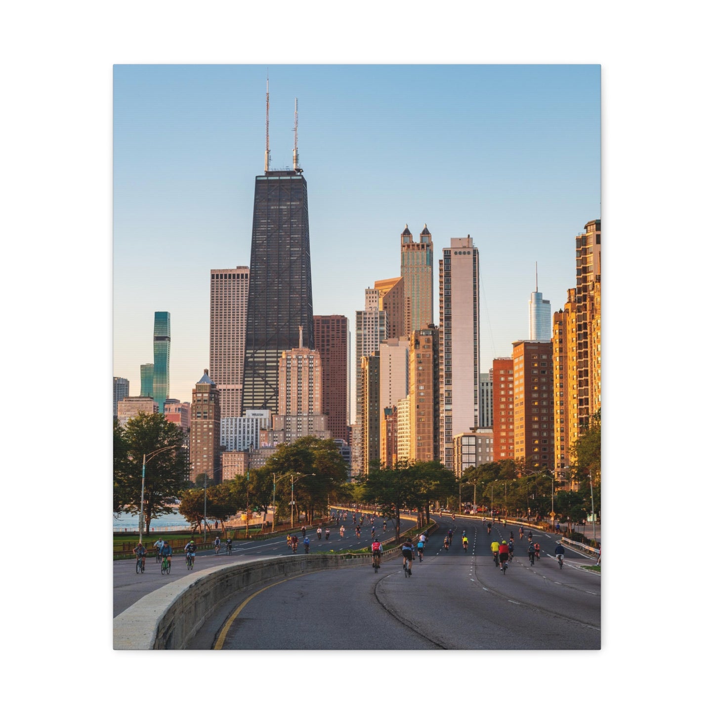 Chicago Skyline, Bike Race, Lakeshore Drive - Canvas Wall Print (Free Shipping)