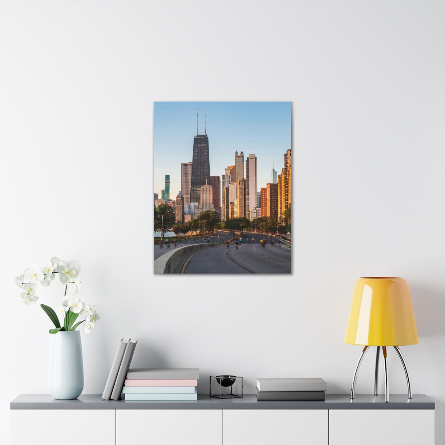 Chicago Skyline, Bike Race, Lakeshore Drive - Canvas Wall Print (Free Shipping)