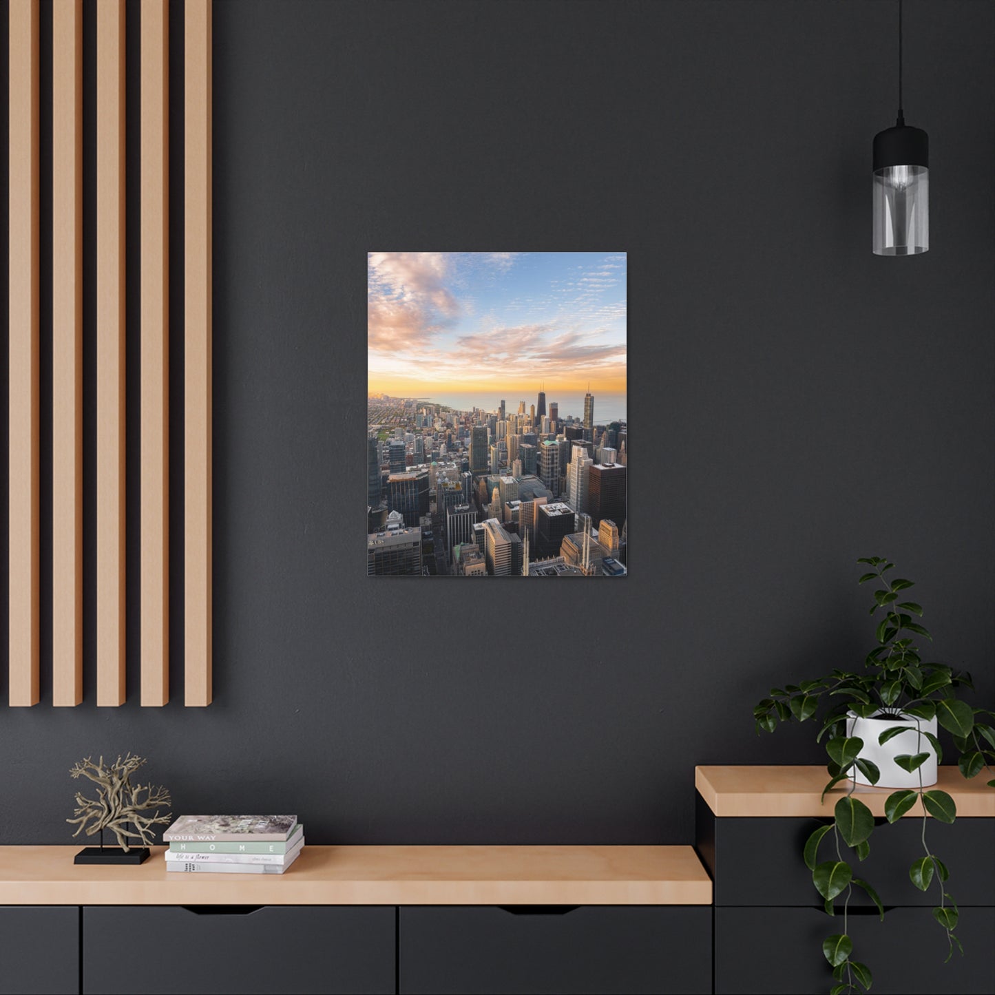 Chicago Skyline Sunset Over Lake Michigan - Canvas Wall Print (Free Shipping)